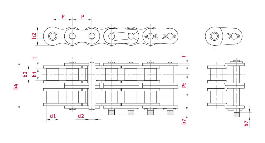 雙排滾子鏈參數